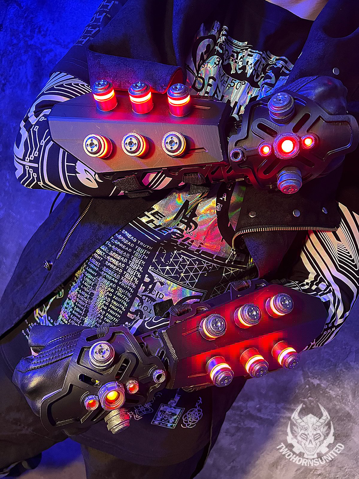 Power node Cybernetic ULTRA BRIGHT red LED gauntlets